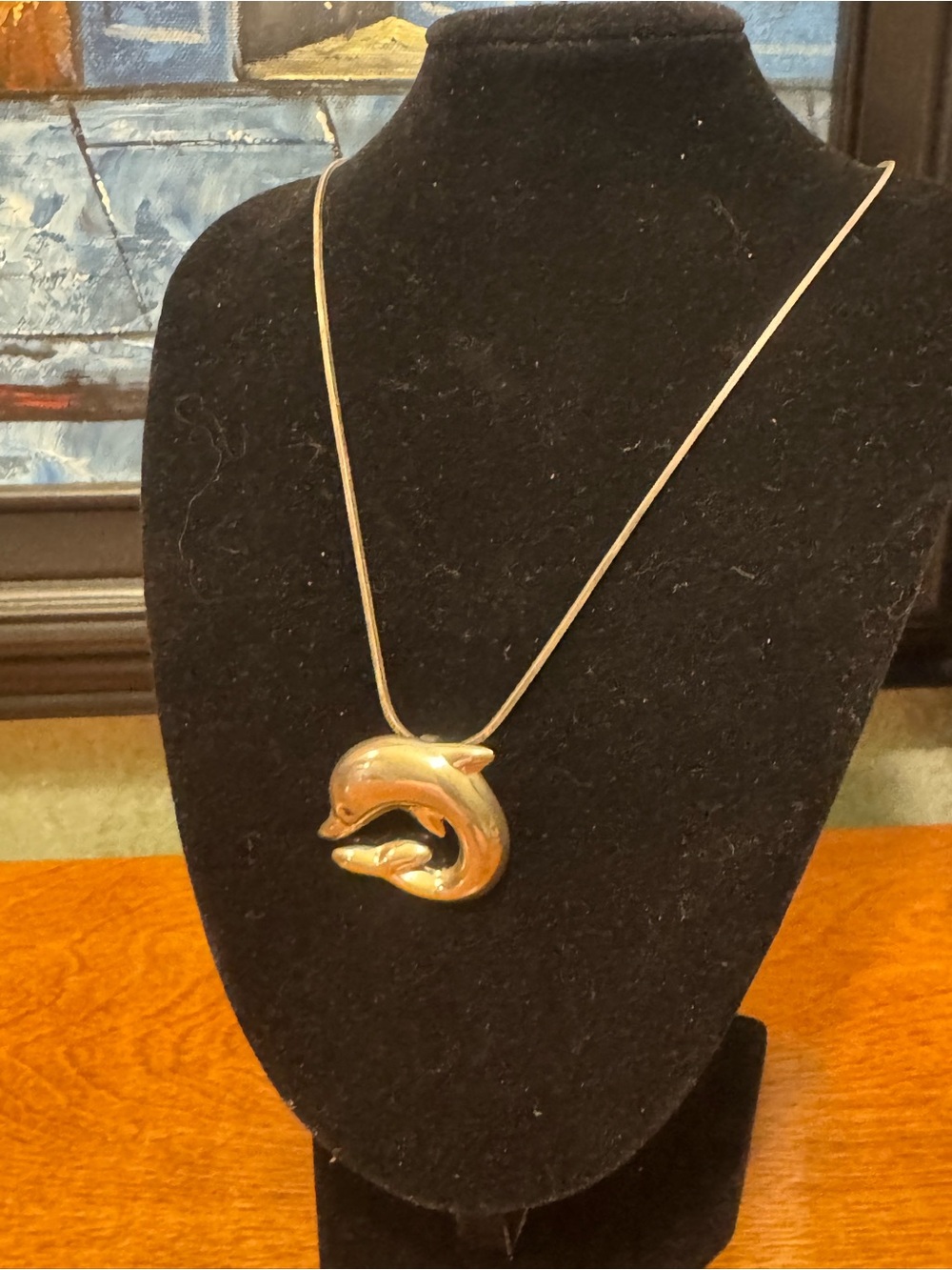 Sterling Silver Dolphin Pendant 16”Necklace